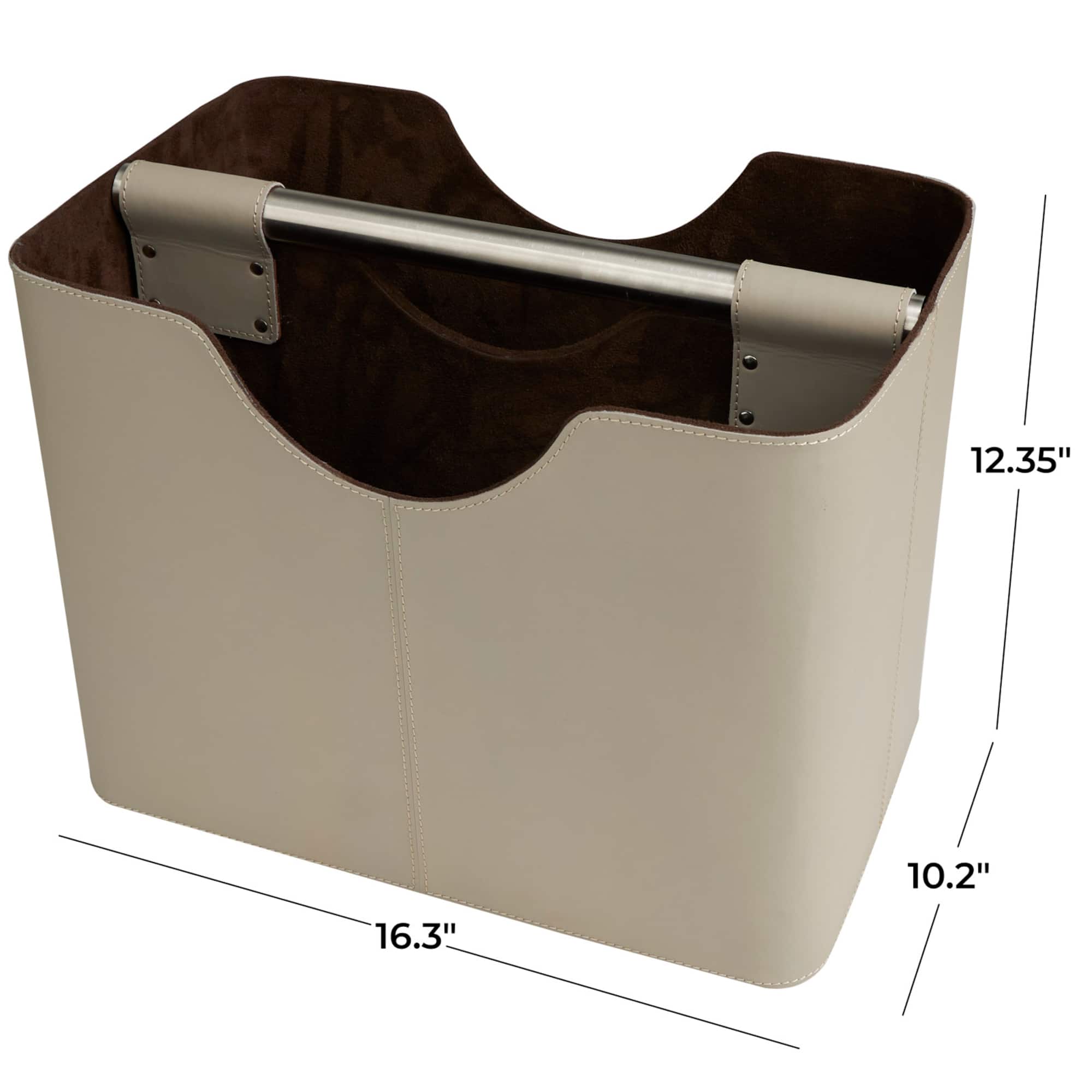 16" Light Gray Leather Magazine Holder